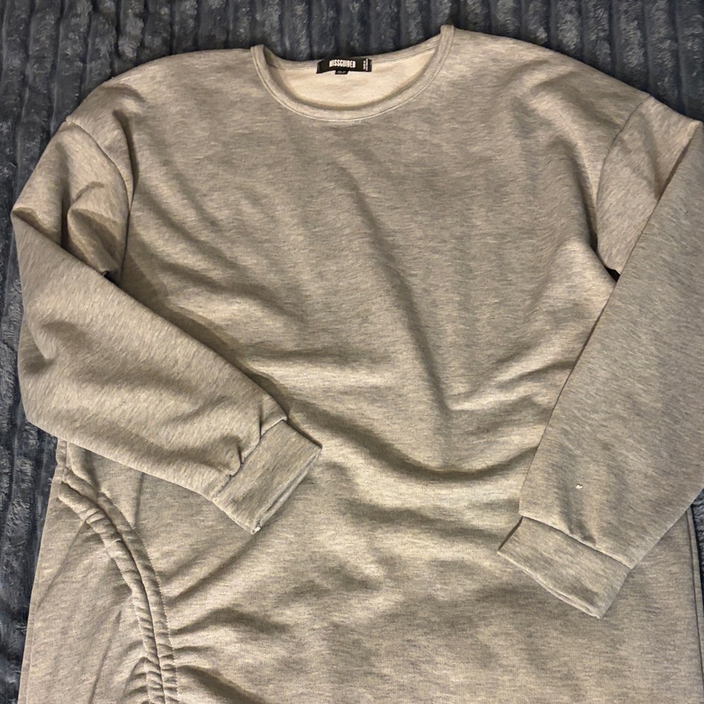 Light Gray Crewneck Sweatshirt Dress